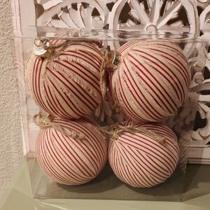 Hobby Lobby Red and Cream Striped Ornaments